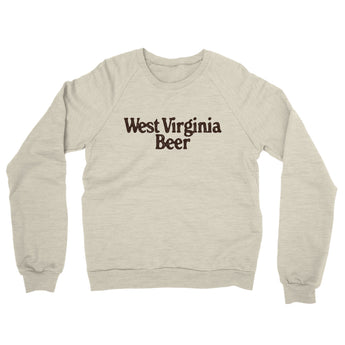 West Virginia Beer Midweight French Terry Crewneck Sweatshirt-Heather Oatmeal-Allegiant Goods Co. Vintage Sports Apparel