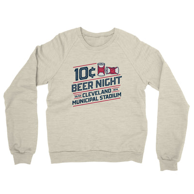 10 Cent Beer Night Midweight French Terry Crewneck Sweatshirt-Heather Oatmeal-Allegiant Goods Co. Vintage Sports Apparel