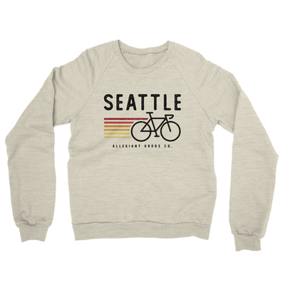 Seattle Cycling Midweight French Terry Crewneck Sweatshirt-Heather Oatmeal-Allegiant Goods Co. Vintage Sports Apparel