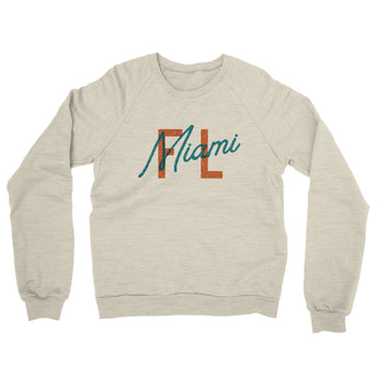 Miami Fl Overprinted Midweight French Terry Crewneck Sweatshirt-Allegiant Goods Co. Vintage Sports Apparel