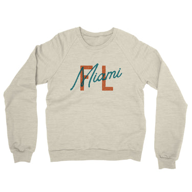 Miami Fl Overprinted Midweight French Terry Crewneck Sweatshirt-Allegiant Goods Co. Vintage Sports Apparel