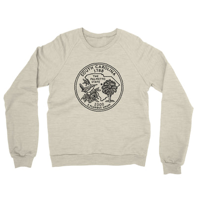 South Carolina State Quarter Midweight French Terry Crewneck Sweatshirt-Heather Oatmeal-Allegiant Goods Co. Vintage Sports Apparel