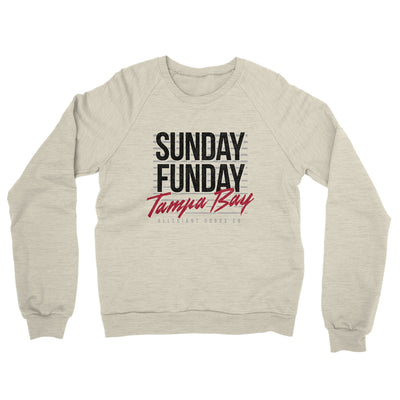 Sunday Funday Tampa Bay Midweight French Terry Crewneck Sweatshirt-Heather Oatmeal-Allegiant Goods Co. Vintage Sports Apparel