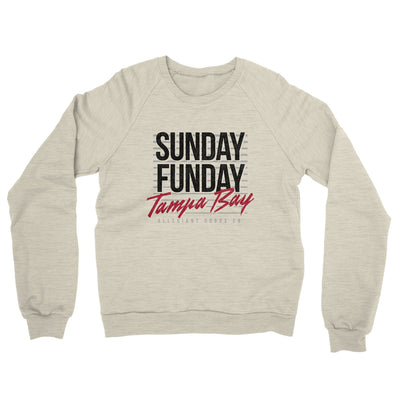 Sunday Funday Tampa Bay Midweight French Terry Crewneck Sweatshirt-Heather Oatmeal-Allegiant Goods Co. Vintage Sports Apparel