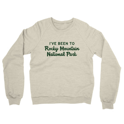 I've Been To Rocky Mountain National Park Midweight French Terry Crewneck Sweatshirt-Heather Oatmeal-Allegiant Goods Co. Vintage Sports Apparel