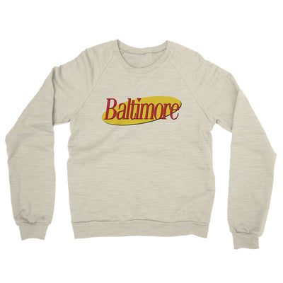 Baltimore Seinfeld Midweight French Terry Crewneck Sweatshirt-Heather Oatmeal-Allegiant Goods Co. Vintage Sports Apparel
