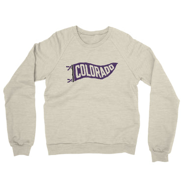 Colorado Pennant Midweight French Terry Crewneck Sweatshirt-Heather Oatmeal-Allegiant Goods Co. Vintage Sports Apparel