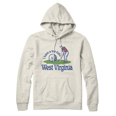 I Have A Tee Time In West Virginia Hoodie-Heather Oatmeal-Allegiant Goods Co. Vintage Sports Apparel