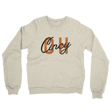Cincy Oh Overprinted Midweight French Terry Crewneck Sweatshirt-Allegiant Goods Co. Vintage Sports Apparel