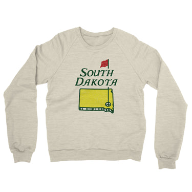 South Dakota Golf Midweight French Terry Crewneck Sweatshirt-Heather Oatmeal-Allegiant Goods Co. Vintage Sports Apparel