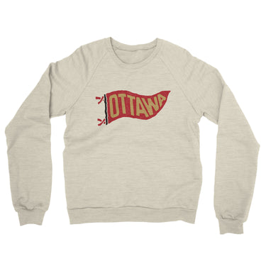 Ottawa Pennant Midweight French Terry Crewneck Sweatshirt-Heather Oatmeal-Allegiant Goods Co. Vintage Sports Apparel