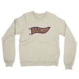 Baltimore Pennant Midweight French Terry Crewneck Sweatshirt-Heather Oatmeal-Allegiant Goods Co. Vintage Sports Apparel