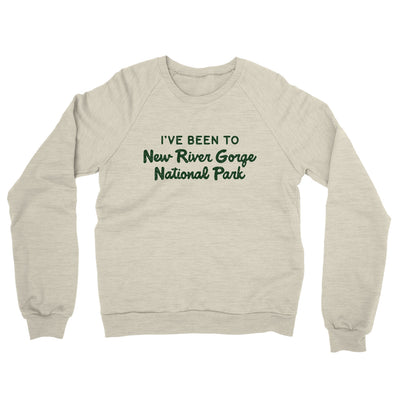 I've Been To New River Gorge National Park Midweight French Terry Crewneck Sweatshirt-Heather Oatmeal-Allegiant Goods Co. Vintage Sports Apparel