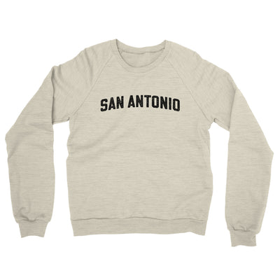 San Antonio Varsity Midweight French Terry Crewneck Sweatshirt-Heather Oatmeal-Allegiant Goods Co. Vintage Sports Apparel