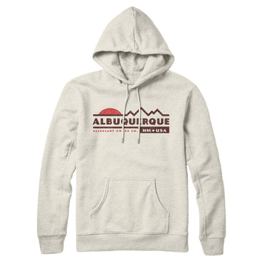 Albuquerque Mountain Sunset Hoodie-Heather Oatmeal-Allegiant Goods Co. Vintage Sports Apparel