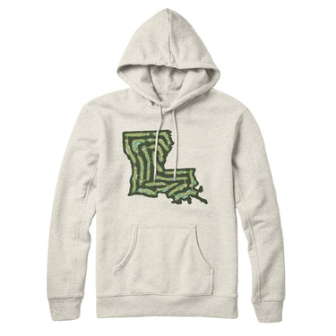 Louisiana Golf Course Map Hoodie-Heather Oatmeal-Allegiant Goods Co. Vintage Sports Apparel