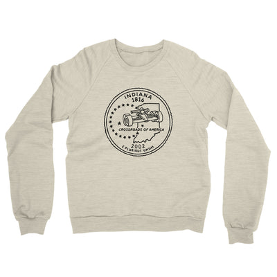 Indiana State Quarter Midweight French Terry Crewneck Sweatshirt-Heather Oatmeal-Allegiant Goods Co. Vintage Sports Apparel