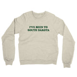 I've Been To South Dakota Midweight French Terry Crewneck Sweatshirt-Heather Oatmeal-Allegiant Goods Co. Vintage Sports Apparel