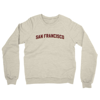 San Francisco Varsity Midweight French Terry Crewneck Sweatshirt-Heather Oatmeal-Allegiant Goods Co. Vintage Sports Apparel