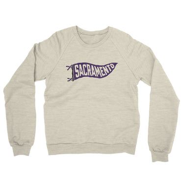 Sacramento Pennant Midweight French Terry Crewneck Sweatshirt-Heather Oatmeal-Allegiant Goods Co. Vintage Sports Apparel