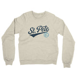St Pete Vintage Script Midweight French Terry Crewneck Sweatshirt-Heather Oatmeal-Allegiant Goods Co. Vintage Sports Apparel
