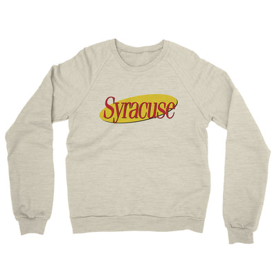 Syracuse Seinfeld Midweight French Terry Crewneck Sweatshirt-Heather Oatmeal-Allegiant Goods Co. Vintage Sports Apparel