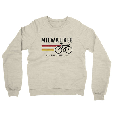 Milwaukee Cycling Midweight French Terry Crewneck Sweatshirt-Heather Oatmeal-Allegiant Goods Co. Vintage Sports Apparel