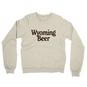 Wyoming Beer Midweight French Terry Crewneck Sweatshirt-Heather Oatmeal-Allegiant Goods Co. Vintage Sports Apparel