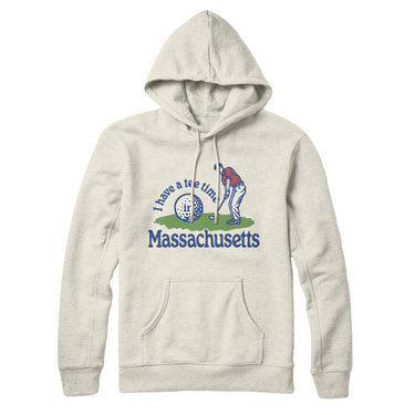 I Have A Tee Time In Massachusetts Hoodie-Heather Oatmeal-Allegiant Goods Co. Vintage Sports Apparel