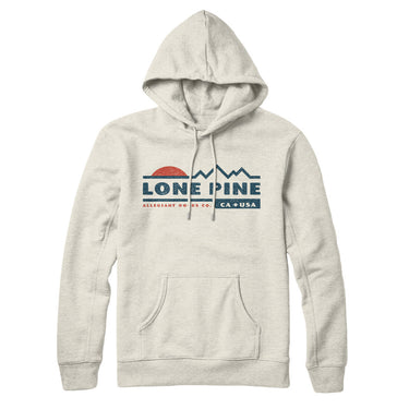 Lone Pine Mountain Sunset Hoodie-Heather Oatmeal-Allegiant Goods Co. Vintage Sports Apparel