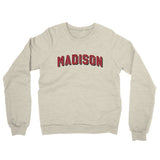 Madison Varsity Midweight French Terry Crewneck Sweatshirt-Heather Oatmeal-Allegiant Goods Co. Vintage Sports Apparel
