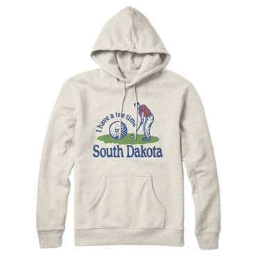 I Have A Tee Time In South Dakota Hoodie-Heather Oatmeal-Allegiant Goods Co. Vintage Sports Apparel