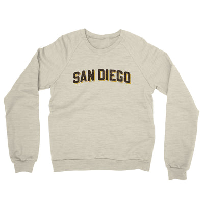 San Diego Varsity Midweight French Terry Crewneck Sweatshirt-Heather Oatmeal-Allegiant Goods Co. Vintage Sports Apparel