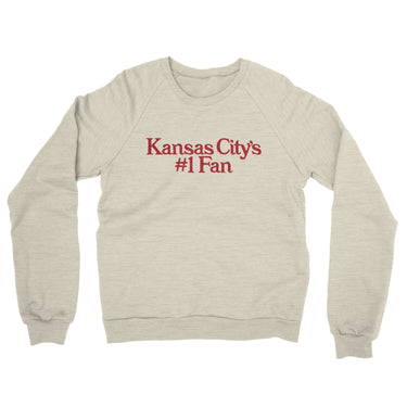 Kansas City's Number 1 Fan Midweight French Terry Crewneck Sweatshirt-Heather Oatmeal-Allegiant Goods Co. Vintage Sports Apparel