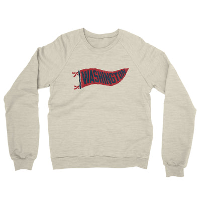 Washington Pennant Midweight French Terry Crewneck Sweatshirt-Heather Oatmeal-Allegiant Goods Co. Vintage Sports Apparel