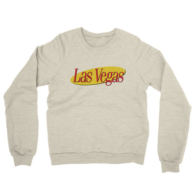 Las Vegas Seinfeld Midweight French Terry Crewneck Sweatshirt-Heather Oatmeal-Allegiant Goods Co. Vintage Sports Apparel