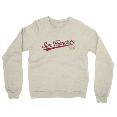 San Francisco Vintage Script Midweight French Terry Crewneck Sweatshirt-Heather Oatmeal-Allegiant Goods Co. Vintage Sports Apparel