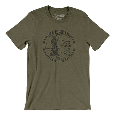 Massachusetts State Quarter Men/Unisex T-Shirt-Heather Olive-Allegiant Goods Co. Vintage Sports Apparel