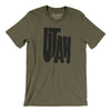 Utah State Shape Text Men/Unisex T-Shirt-Heather Olive-Allegiant Goods Co. Vintage Sports Apparel