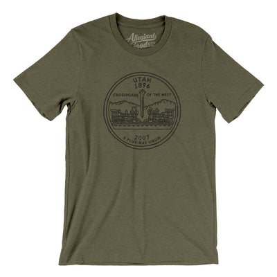 Utah State Quarter Men/Unisex T-Shirt-Heather Olive-Allegiant Goods Co. Vintage Sports Apparel