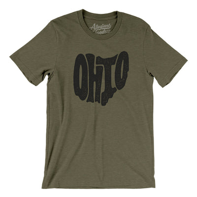 Ohio State Shape Text Men/Unisex T-Shirt-Heather Olive-Allegiant Goods Co. Vintage Sports Apparel