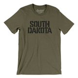 South Dakota Military Stencil Men/Unisex T-Shirt-Heather Olive-Allegiant Goods Co. Vintage Sports Apparel