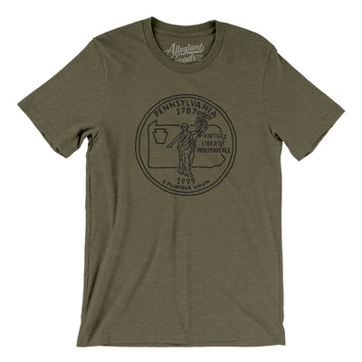 Pennsylvania State Quarter Men/Unisex T-Shirt-Heather Olive-Allegiant Goods Co. Vintage Sports Apparel