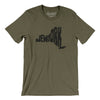 New York State Shape Text Men/Unisex T-Shirt-Heather Olive-Allegiant Goods Co. Vintage Sports Apparel