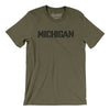 Michigan Military Stencil Men/Unisex T-Shirt-Heather Olive-Allegiant Goods Co. Vintage Sports Apparel