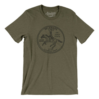 Delaware State Quarter Men/Unisex T-Shirt-Heather Olive-Allegiant Goods Co. Vintage Sports Apparel