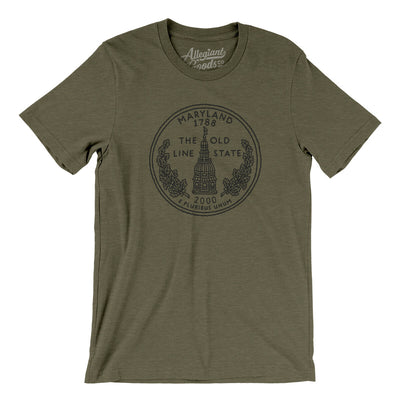Maryland State Quarter Men/Unisex T-Shirt-Heather Olive-Allegiant Goods Co. Vintage Sports Apparel