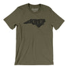 North Carolina State Shape Text Men/Unisex T-Shirt-Heather Olive-Allegiant Goods Co. Vintage Sports Apparel