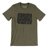 Colorado State Shape Text Men/Unisex T-Shirt-Heather Olive-Allegiant Goods Co. Vintage Sports Apparel