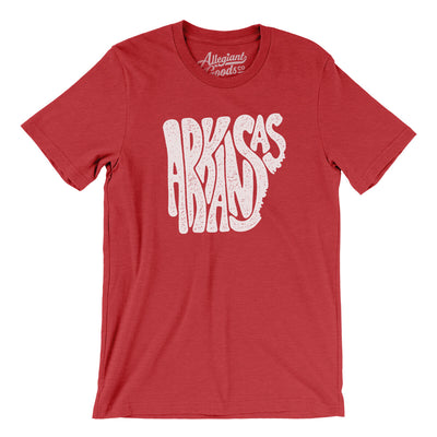 Arkansas State Shape Text Men/Unisex T-Shirt-Heather Red-Allegiant Goods Co. Vintage Sports Apparel